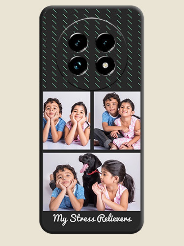 Custom Cross Dotted Pattern with 2 Image Holder On Space Black Custom Soft Matte Mobile Back Cover - Realme 13 Pro Plus 5G
