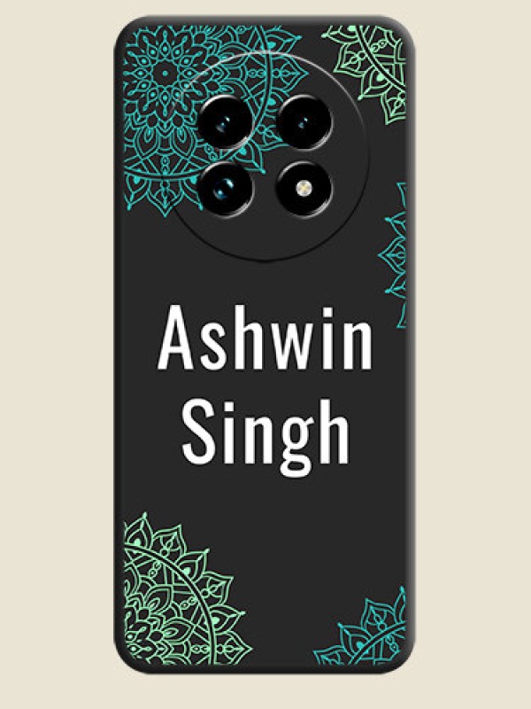 Custom Your Name with Floral Design On Space Black Custom Soft Matte Mobile Back Cover - Realme 13 Pro Plus 5G