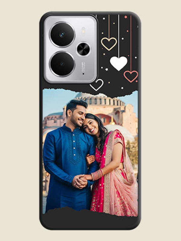 Custom Love Hangings with Splash Wave Picture On Space Black Custom Soft Matte Mobile Back Cover - Realme 14 5G