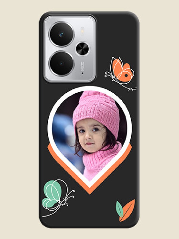 Custom Upload Pic With Simple Butterly Design On Space Black Custom Soft Matte Mobile Back Cover - Realme 14 5G