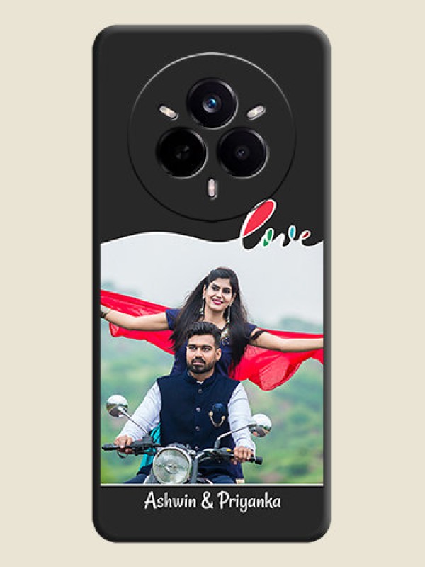 Custom Fall in Love Pattern with Picture on Photo On Space Black Custom Soft Matte Mobile Back Cover - Realme 14 Pro 5G