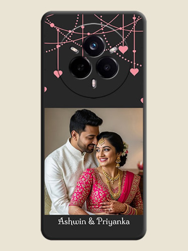 Custom Pink Love Hangings with Text On Space Black Custom Soft Matte Mobile Back Cover - Realme 14 Pro 5G