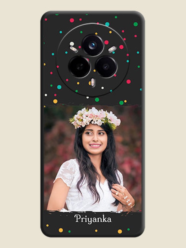 Custom Multicolor Dotted Pattern with Text On Space Black Custom Soft Matte Mobile Back Cover - Realme 14 Pro 5G