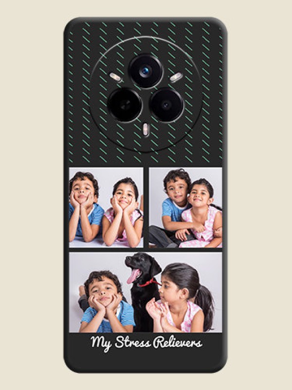 Custom Cross Dotted Pattern with 2 Image Holder On Space Black Custom Soft Matte Mobile Back Cover - Realme 14 Pro 5G
