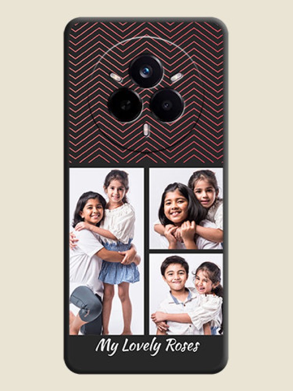 Custom Wave Pattern with 3 Image Holder On Space Black Custom Soft Matte Mobile Back Cover - Realme 14 Pro 5G