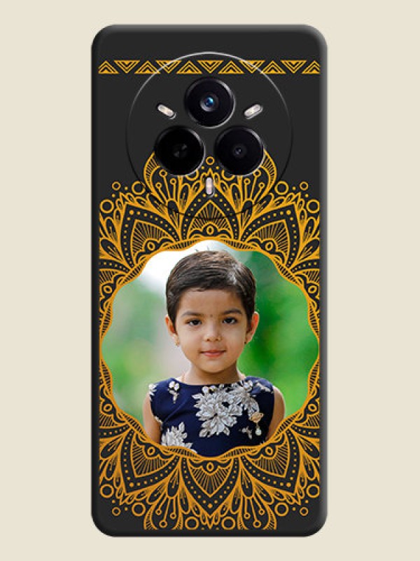 Custom Round Image with Floral Design On Space Black Custom Soft Matte Mobile Back Cover - Realme 14 Pro 5G