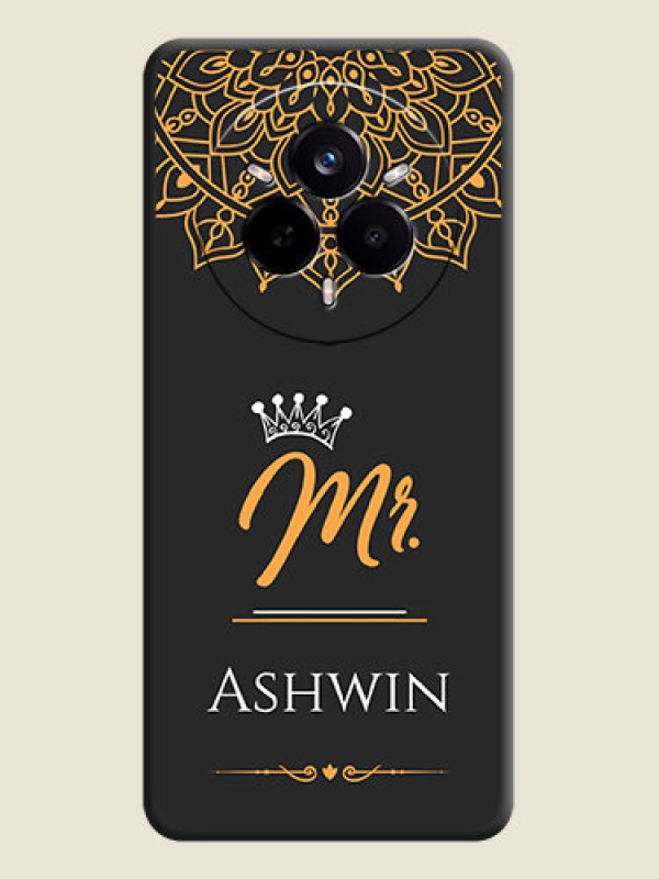Custom Mr Name with Floral Design On Space Black Custom Soft Matte Mobile Back Cover - Realme 14 Pro 5G