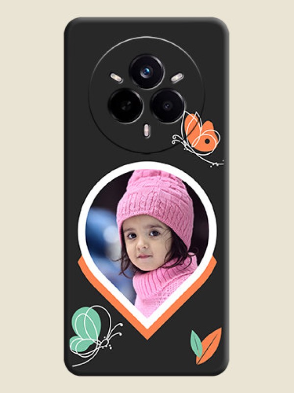 Custom Upload Pic With Simple Butterly Design On Space Black Custom Soft Matte Mobile Back Cover - Realme 14 Pro 5G