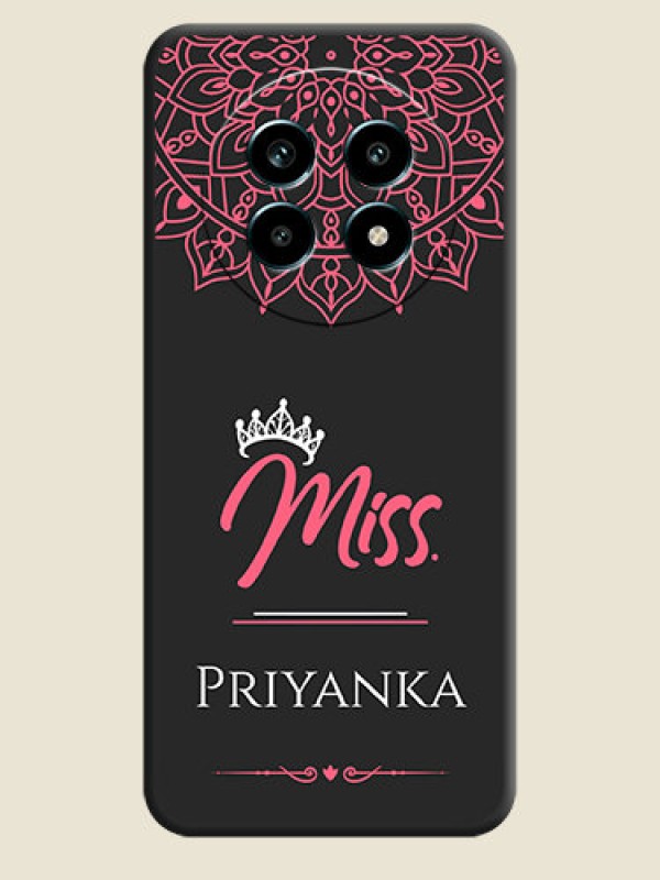 Custom Mrs Name with Floral Design On Space Black Custom Soft Matte Mobile Back Cover - Realme 14 Pro Lite 5G