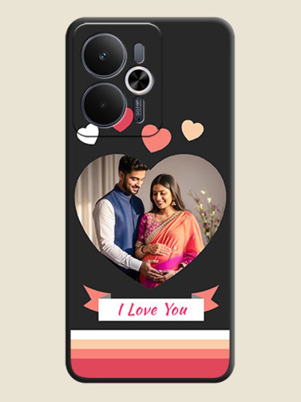 Custom Love Shaped Photo with Colorful Stripes On Space Black Custom Soft Matte Mobile Back Cover - Realme 14T 5G