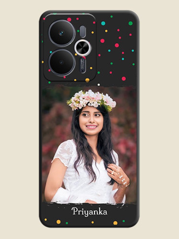 Custom Multicolor Dotted Pattern with Text On Space Black Custom Soft Matte Mobile Back Cover - Realme 14T 5G