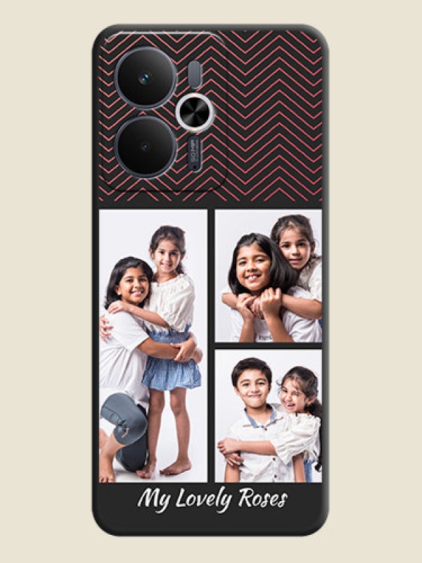 Custom Wave Pattern with 3 Image Holder On Space Black Custom Soft Matte Mobile Back Cover - Realme 14T 5G