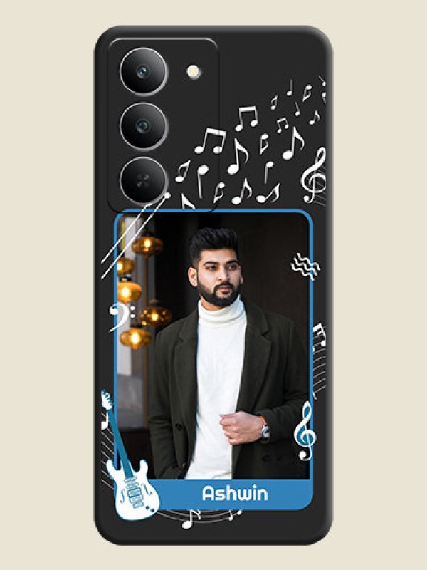 Custom Musical Theme Design with Text on Photo On Space Black Custom Soft Matte Mobile Back Cover - Realme 14x 5G