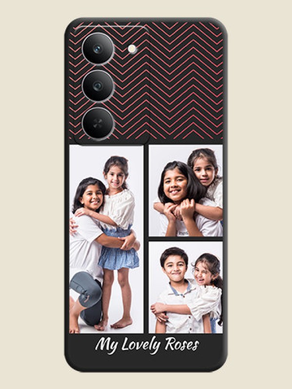 Custom Wave Pattern with 3 Image Holder On Space Black Custom Soft Matte Mobile Back Cover - Realme 14x 5G