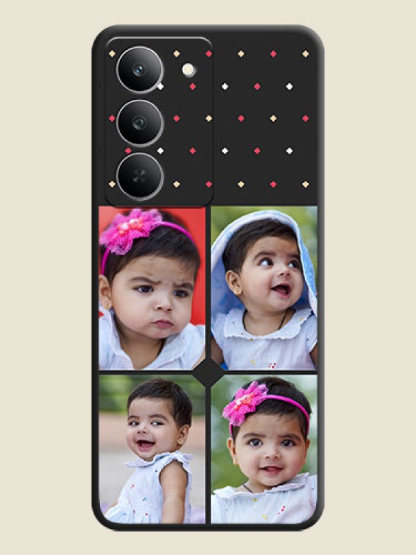 Custom Multicolor Dotted Pattern with 4 Image Holder On Space Black Custom Soft Matte Mobile Back Cover - Realme 14x 5G