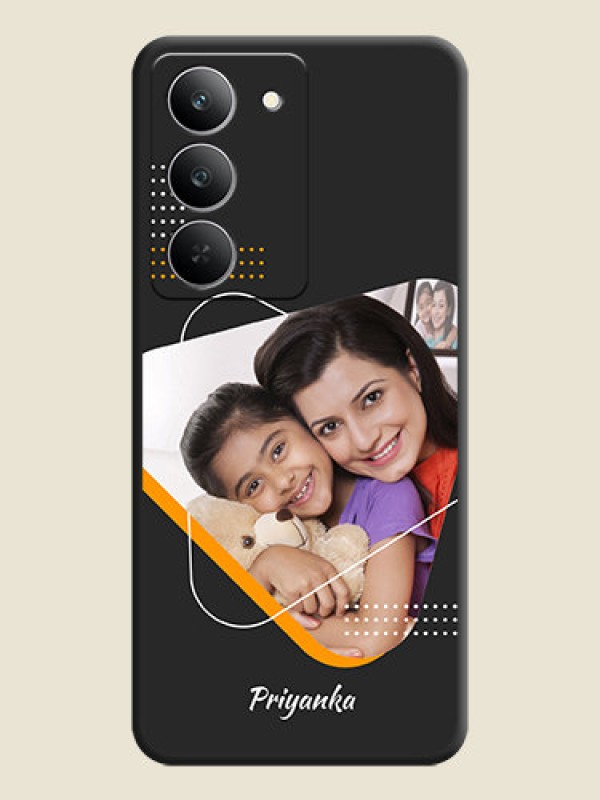 Custom Yellow Triangle on Photo On Space Black Custom Soft Matte Mobile Back Cover - Realme 14x 5G