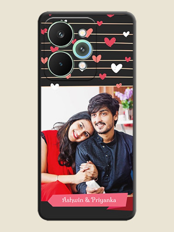 Custom Love Pattern with Name on Pink Ribbon on Photo On Space Black Custom Soft Matte Mobile Back Cover - Realme 15 5G