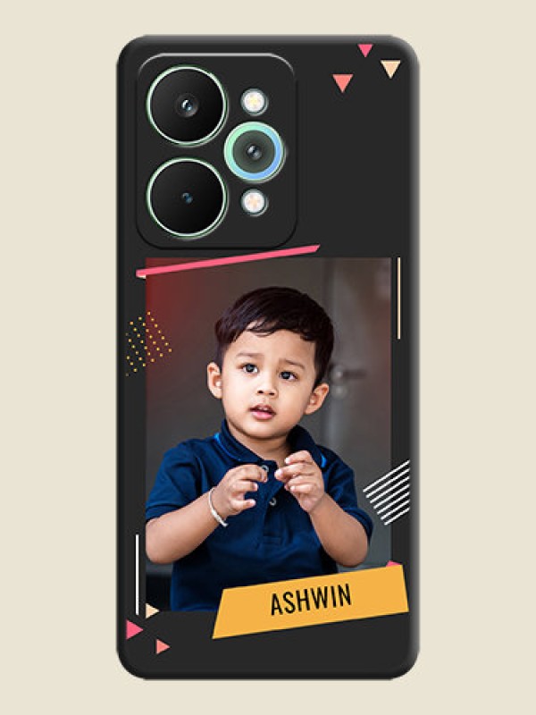 Custom Photo Frame with Triangle Small Dots on Photo On Space Black Custom Soft Matte Mobile Back Cover - Realme 15 5G