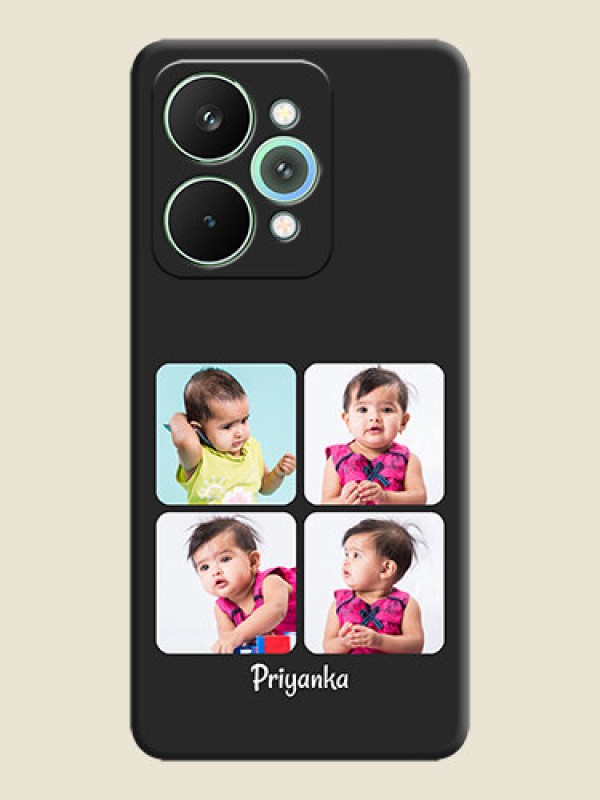 Custom Floral Art with 6 Image Holder on Photo On Space Black Custom Soft Matte Mobile Back Cover - Realme 15 5G