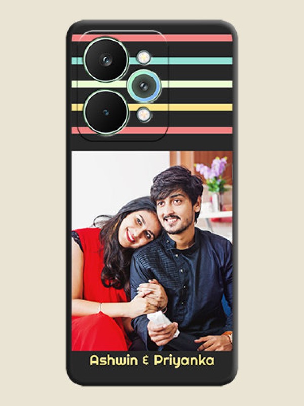 Custom Color Stripes with Photo and Text on Photo On Space Black Custom Soft Matte Mobile Back Cover - Realme 15 5G