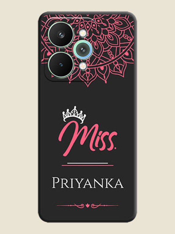 Custom Mrs Name with Floral Design On Space Black Custom Soft Matte Mobile Back Cover - Realme 15 5G
