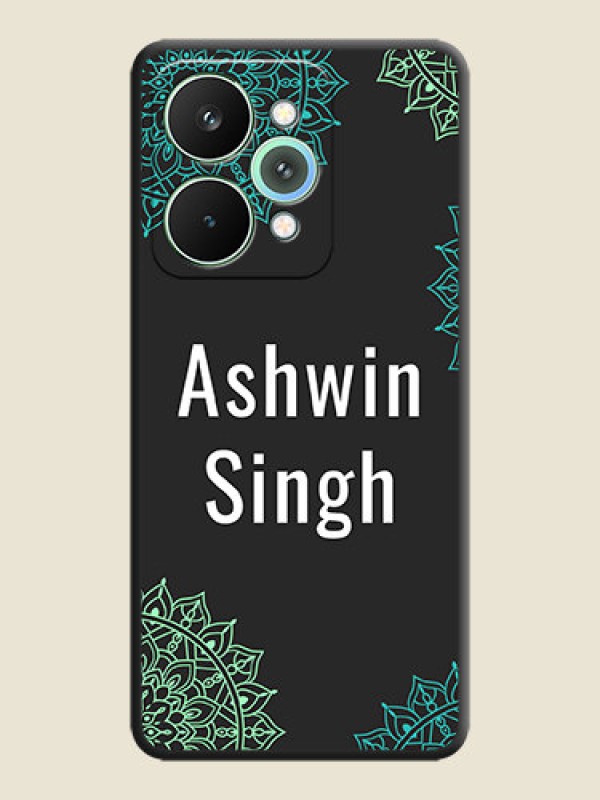 Custom Your Name with Floral Design On Space Black Custom Soft Matte Mobile Back Cover - Realme 15 5G