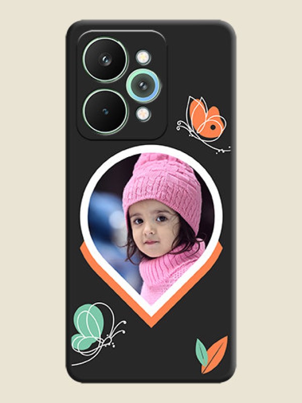 Custom Upload Pic With Simple Butterly Design On Space Black Custom Soft Matte Mobile Back Cover - Realme 15 5G