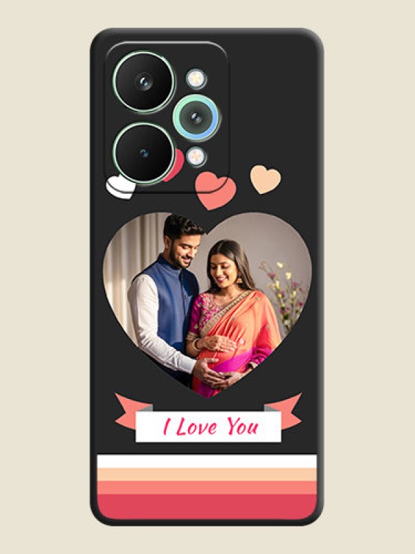 Custom Love Shaped Photo with Colorful Stripes On Space Black Custom Soft Matte Mobile Back Cover - Realme 15 Pro 5G