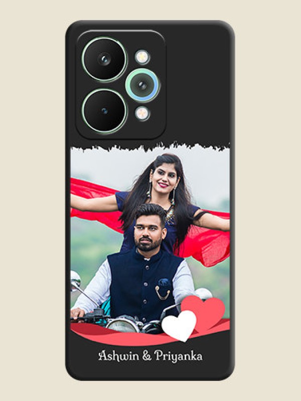 Custom Pin Color Love Shaped Ribbon Design with Text On Space Black Custom Soft Matte Mobile Back Cover - Realme 15 Pro 5G
