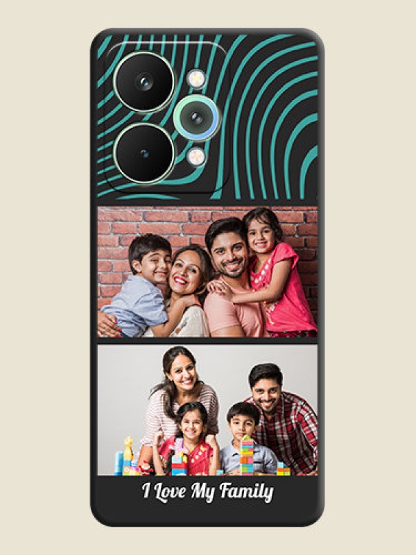 Custom Wave Pattern with 2 Image Holder On Space Black Custom Soft Matte Mobile Back Cover - Realme 15 Pro 5G