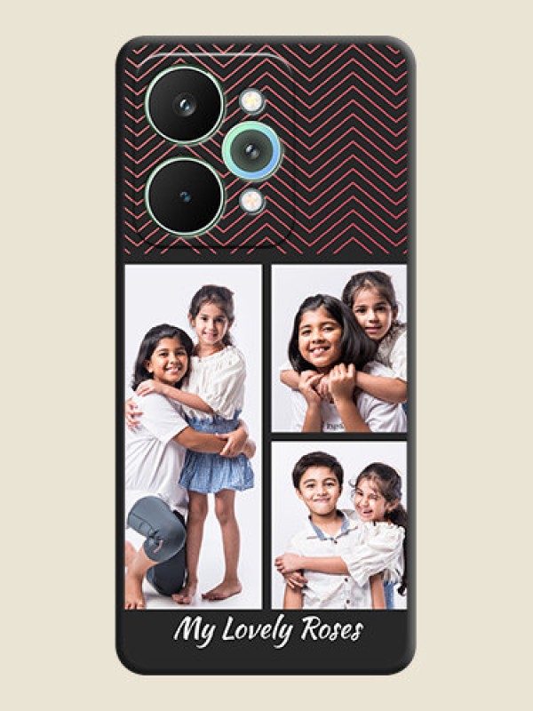 Custom Wave Pattern with 3 Image Holder On Space Black Custom Soft Matte Mobile Back Cover - Realme 15 Pro 5G
