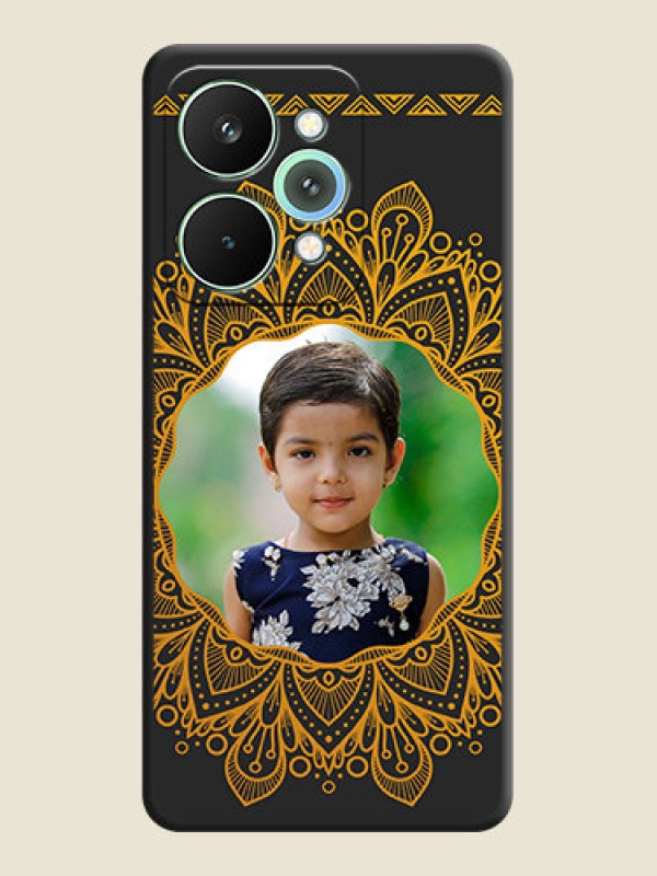 Custom Round Image with Floral Design On Space Black Custom Soft Matte Mobile Back Cover - Realme 15 Pro 5G