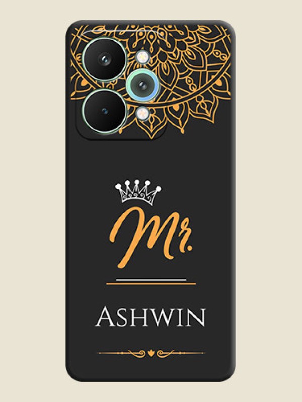 Custom Mr Name with Floral Design On Space Black Custom Soft Matte Mobile Back Cover - Realme 15 Pro 5G
