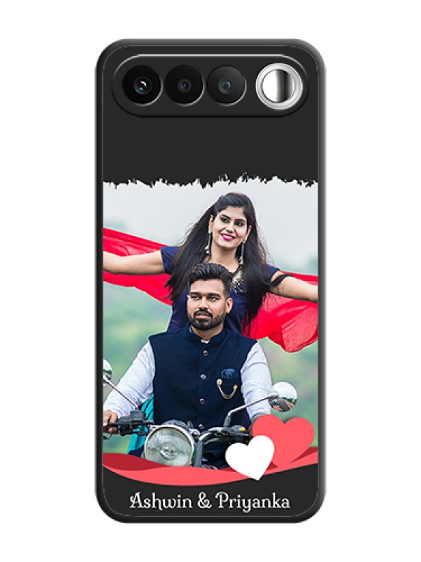 Custom Pin Color Love Shaped Ribbon Design with Text On Space Black Custom Soft Matte Mobile Back Cover - Realme 16 5G