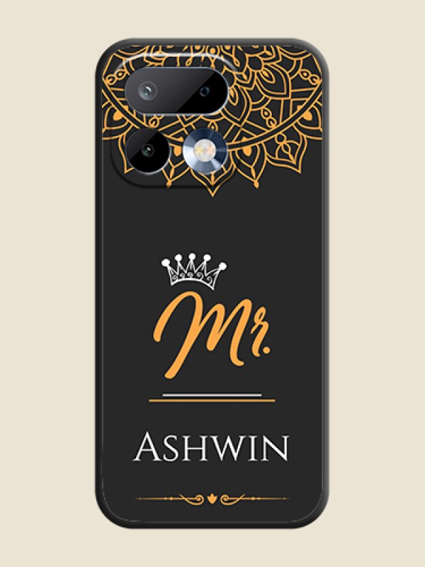 Custom Mr Name with Floral Design On Space Black Custom Soft Matte Mobile Back Cover - Realme 16 Pro 5G