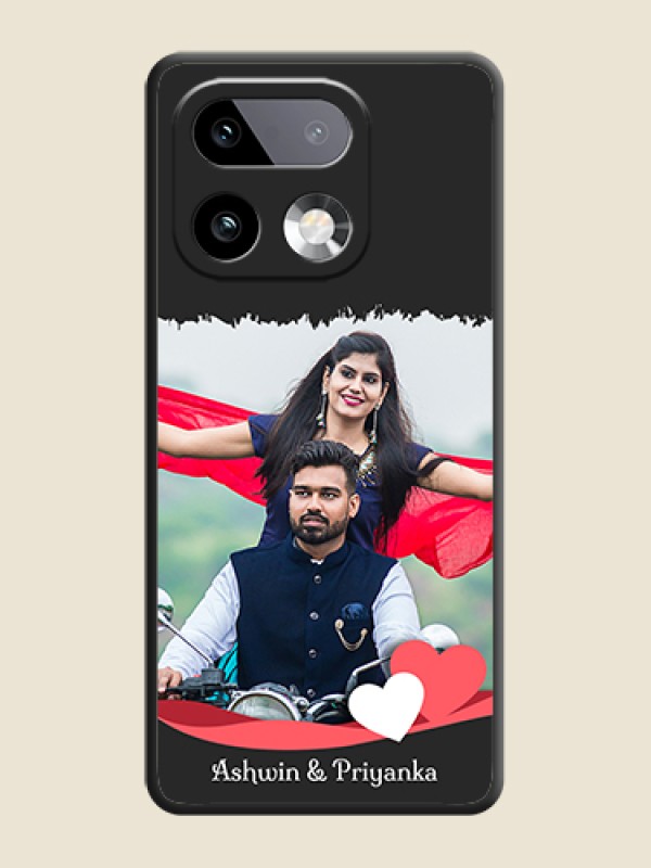 Custom Pin Color Love Shaped Ribbon Design with Text On Space Black Custom Soft Matte Mobile Back Cover - Realme 16 Pro Plus 5G