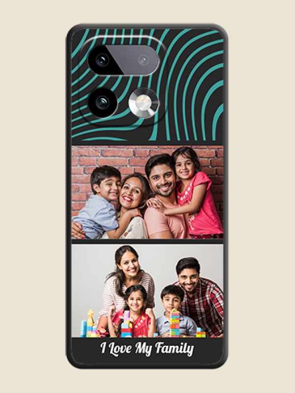 Custom Wave Pattern with 2 Image Holder On Space Black Custom Soft Matte Mobile Back Cover - Realme 16 Pro Plus 5G