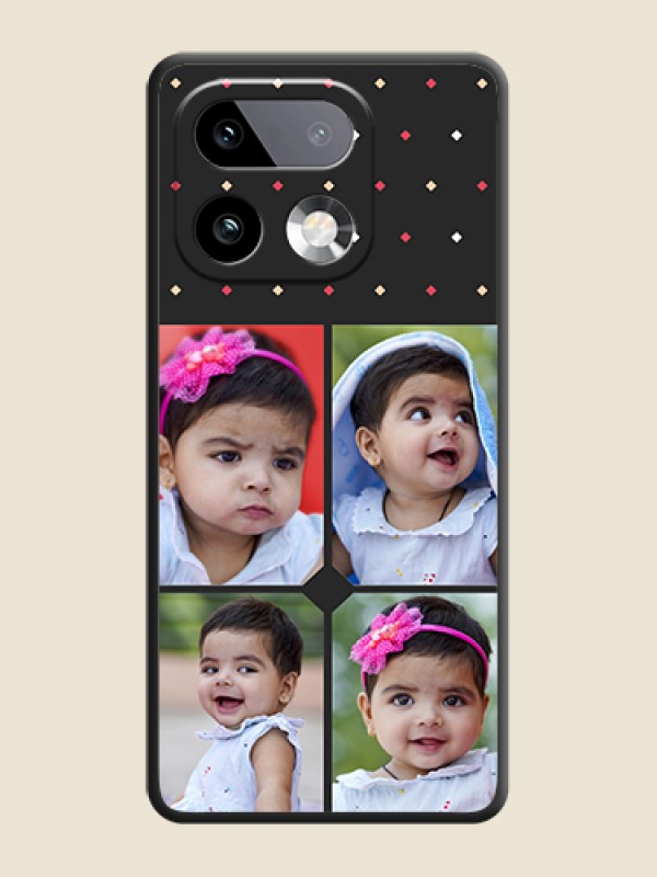 Custom Multicolor Dotted Pattern with 4 Image Holder On Space Black Custom Soft Matte Mobile Back Cover - Realme 16 Pro Plus 5G