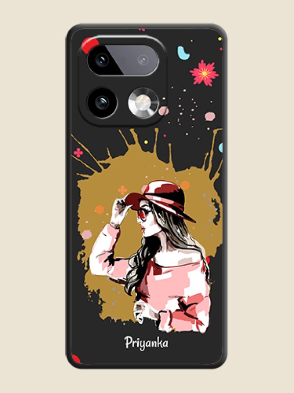Custom Mordern Lady With Color Splash Background With Custom Text On Space Black Custom Soft Matte Mobile Back Cover - Realme 16 Pro Plus 5G