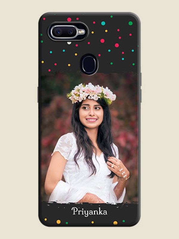 Custom Multicolor Dotted Pattern with Text on Space Black Custom Soft Matte Phone Back Cover - Realme 2 Pro