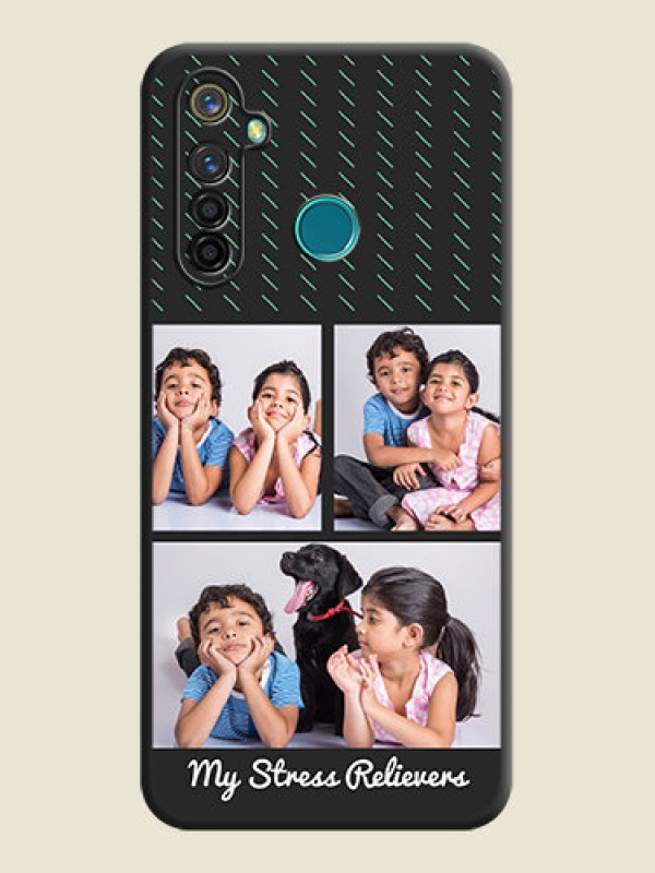 Custom Cross Dotted Pattern with 2 Image Holder  on Personalised Space Black Soft Matte Cases - Realme 5 Pro