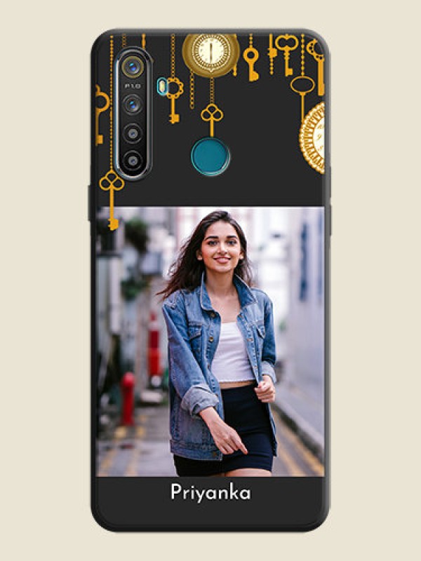 Custom Decorative Design with Text on Space Black Custom Soft Matte Back Cover - Realme 5