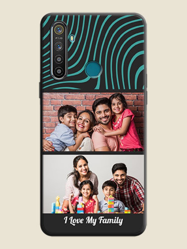 Custom Wave Pattern with 2 Image Holder on Space Black Personalized Soft Matte Phone Covers - Realme 5