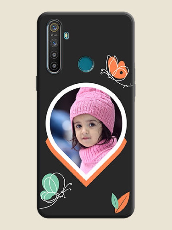 Custom Upload Pic With Simple Butterly Design On Space Black Personalized Soft Matte Phone Covers -Realme 5