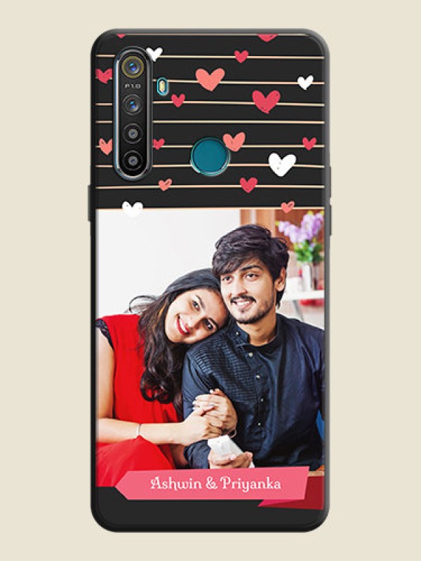 Custom Love Pattern with Name on Pink Ribbon  - Photo on Space Black Soft Matte Back Cover - Realme 5I