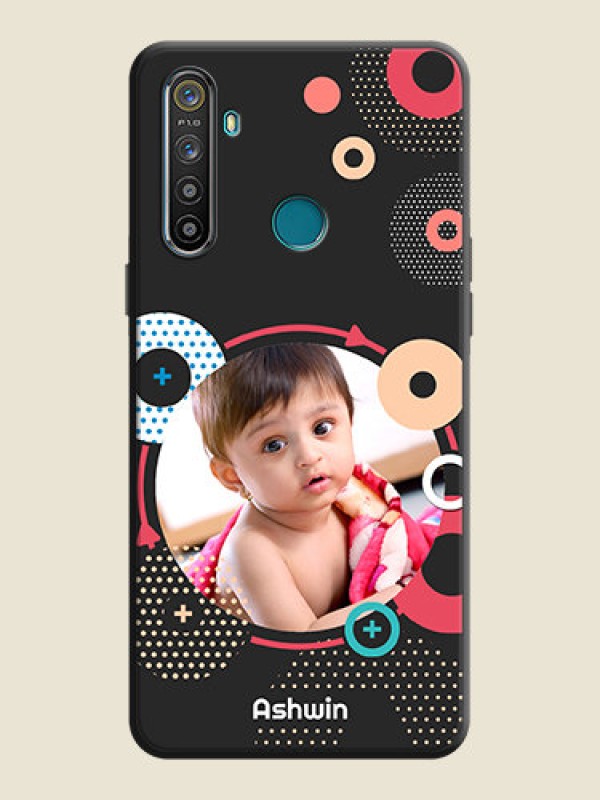 Custom Multicoloured Round Image on Personalised Space Black Soft Matte Cases - Realme 5I