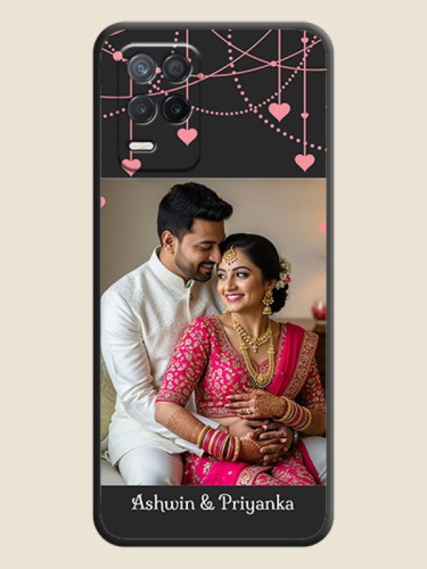 Custom Pink Love Hangings with Text on Space Black Custom Soft Matte Back Cover - Realme 8 5G
