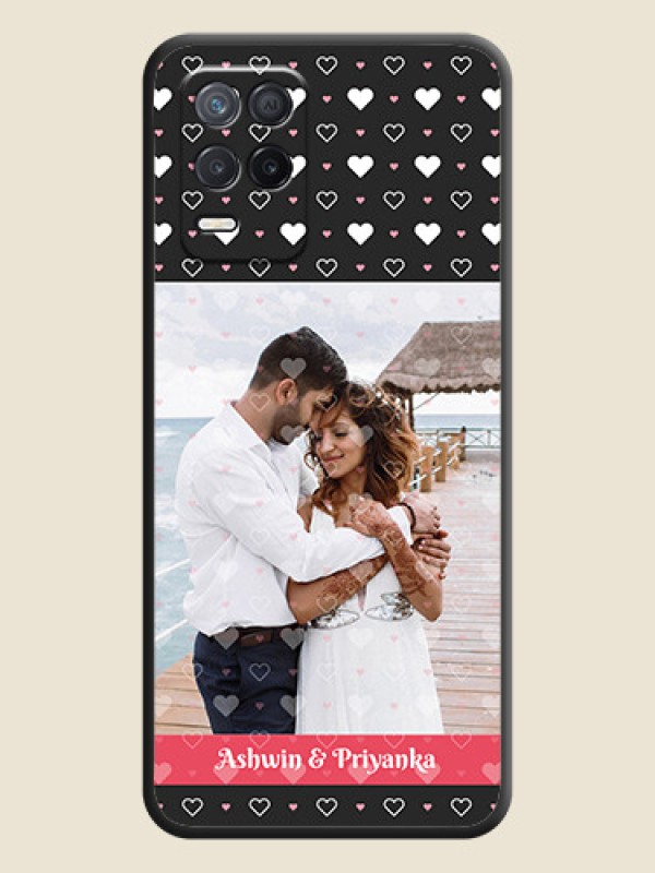 Custom White Color Love Symbols with Text Design on Photo on Space Black Soft Matte Phone Cover - Realme 8 5G