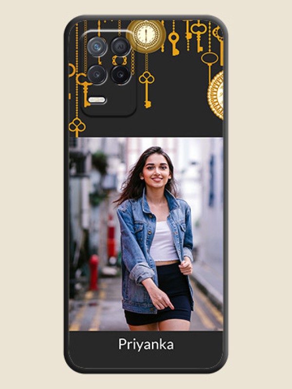 Custom Decorative Design with Text on Space Black Custom Soft Matte Back Cover - Realme 8 5G