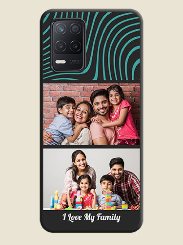Custom Wave Pattern with 2 Image Holder on Space Black Personalized Soft Matte Phone Covers - Realme 8 5G